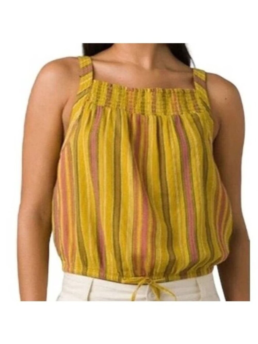 prAna Little Palm Cami in Leapfrog Stripe Drawstring Top Size XL NWT
